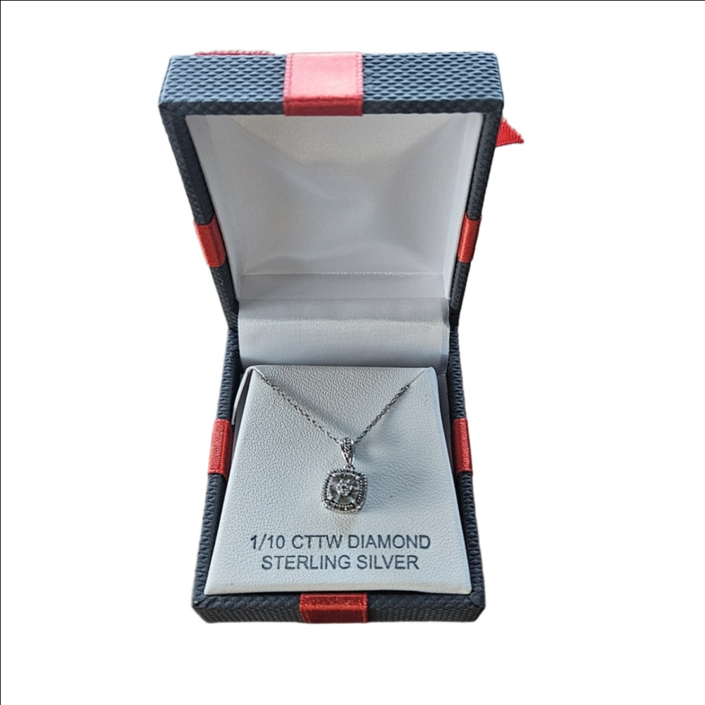 Silver Diamond Pendant Necklace